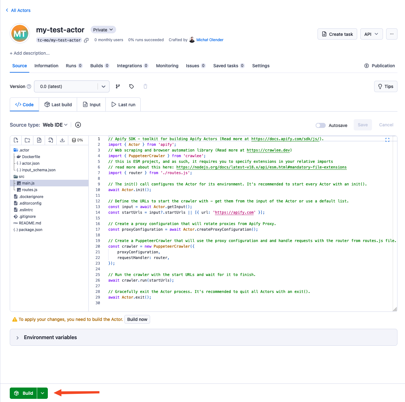 Actor source code